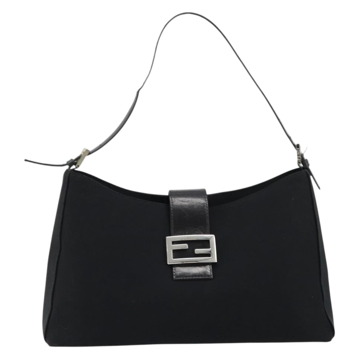 FENDI Shoulder Bag Black Silver Auth 177685