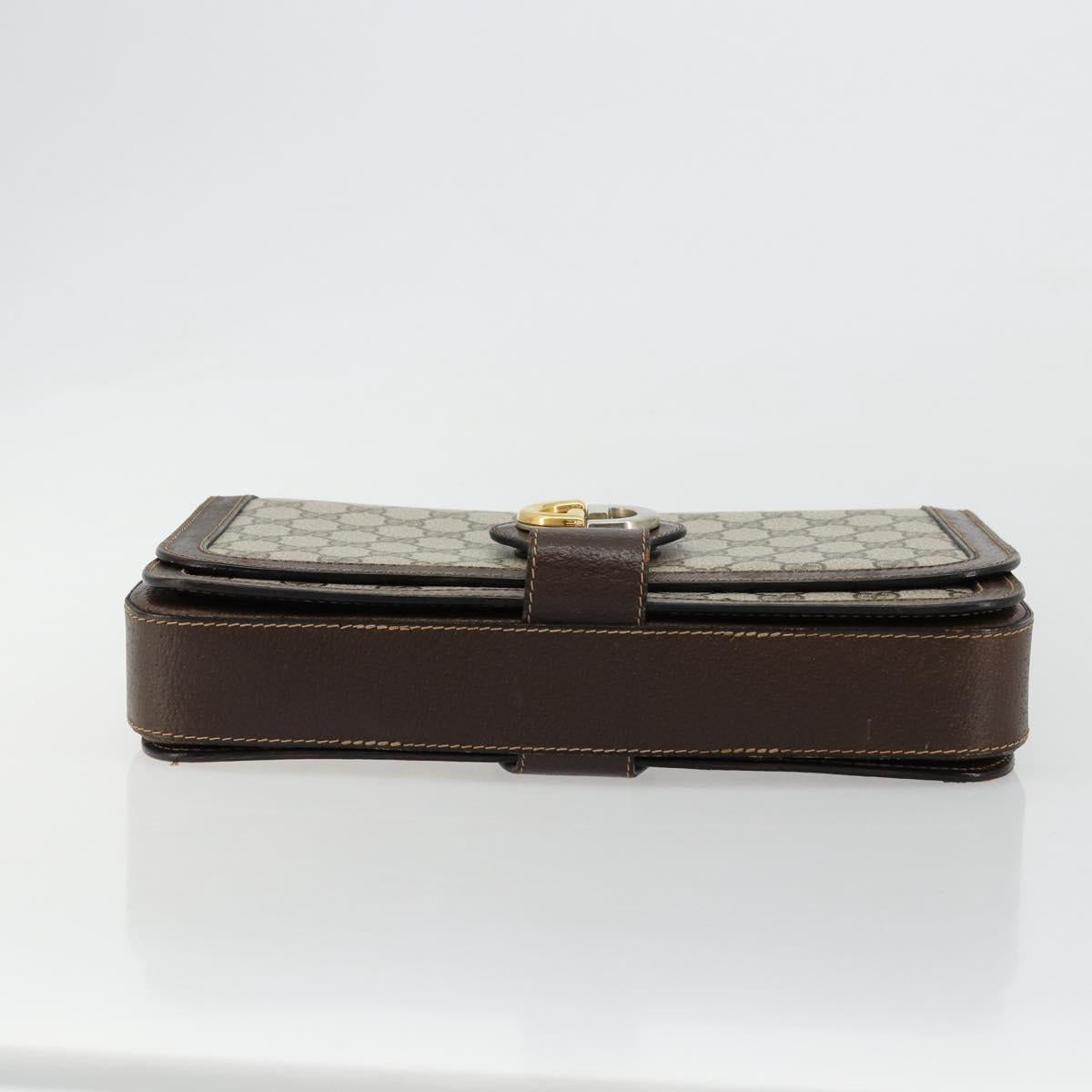 GUCCI GG Supreme Shoulder Bag PVC Beige Gold Auth 177691