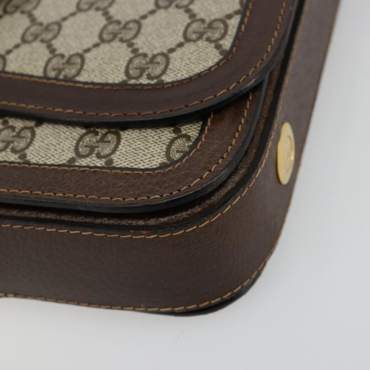 GUCCI GG Supreme Shoulder Bag PVC Beige Gold Auth 177691