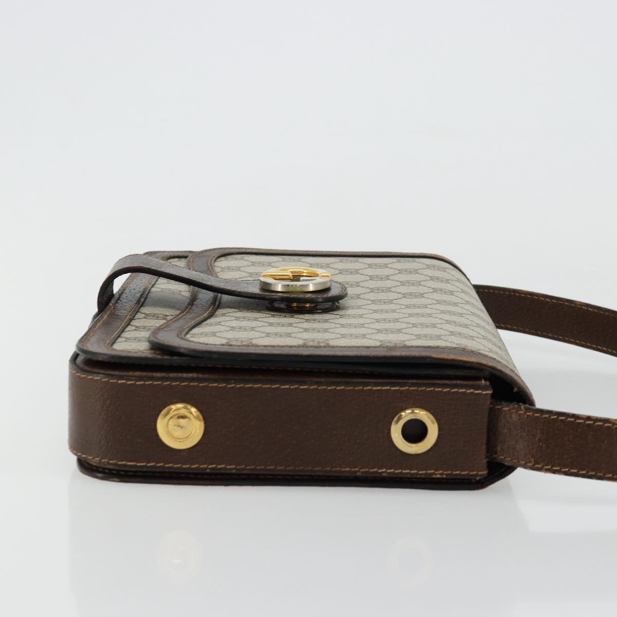 GUCCI GG Supreme Shoulder Bag PVC Beige Gold Auth 177691