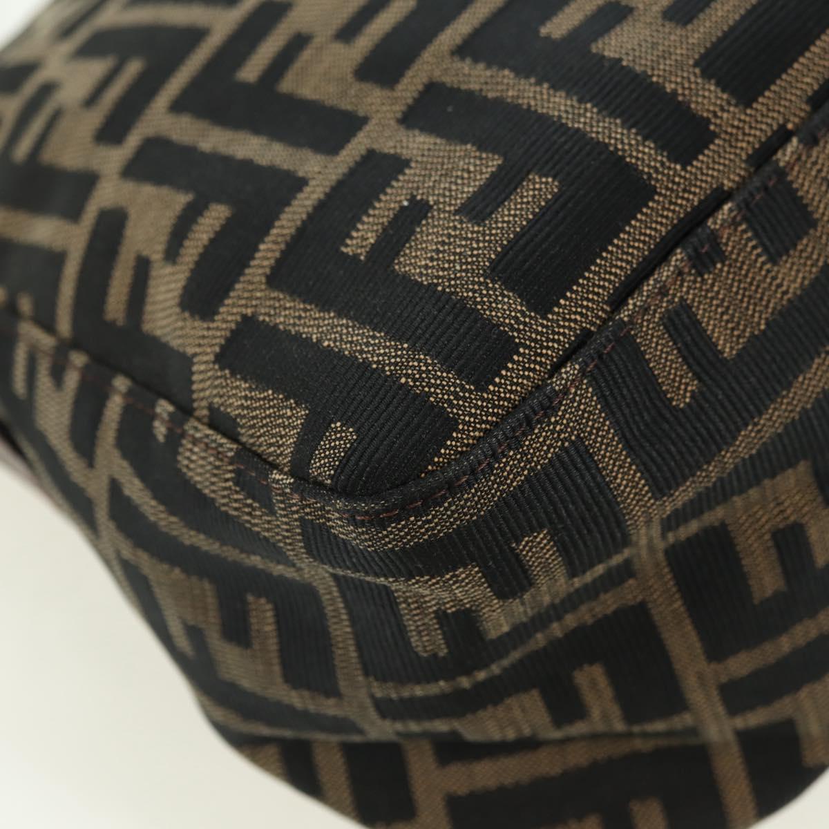 FENDI Zucca Canvas Mamma Baguette Shoulder Bag Brown Black Auth 177694SAV