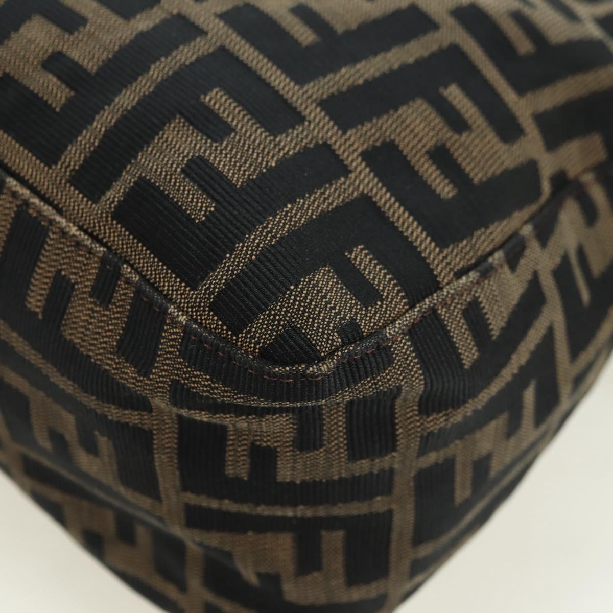 FENDI Zucca Canvas Mamma Baguette Shoulder Bag Brown Black Auth 177694SAV