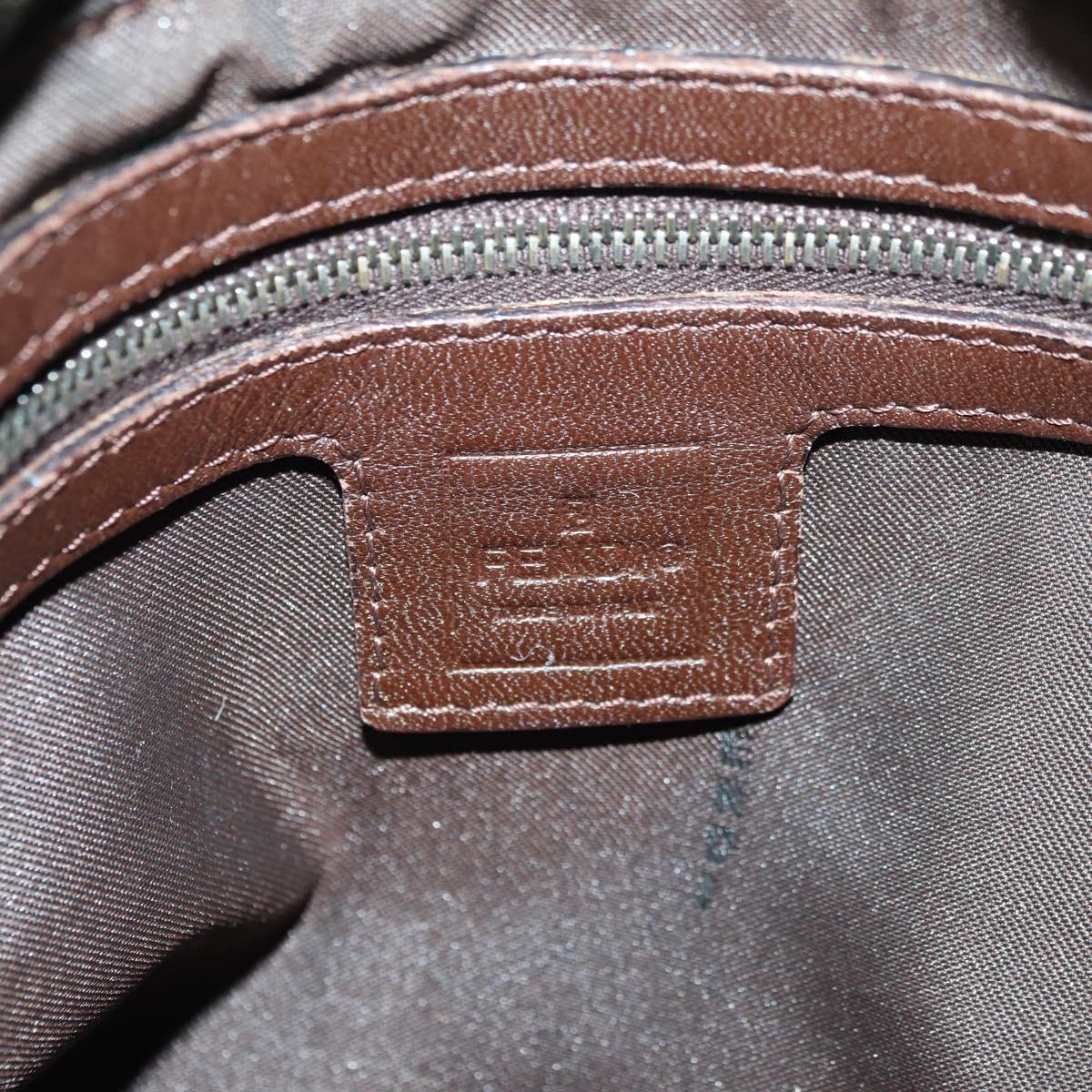 FENDI Zucca Canvas Mamma Baguette Shoulder Bag Brown Black Auth 177694SAV