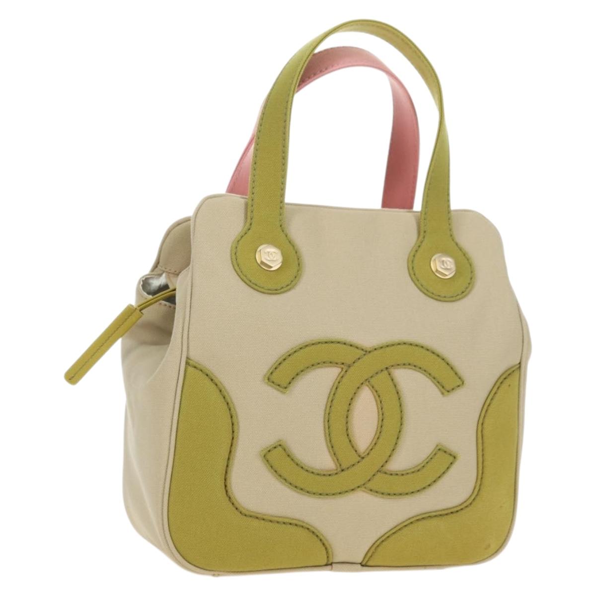 CHANEL Marshmallow Bag Tote Bag Canvas Beige Gold CC Auth 177697V