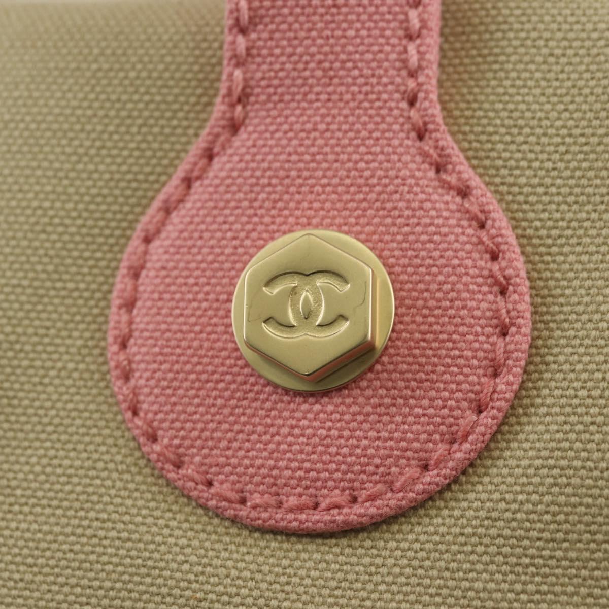 CHANEL Marshmallow Bag Tote Bag Canvas Beige Gold CC Auth 177697V