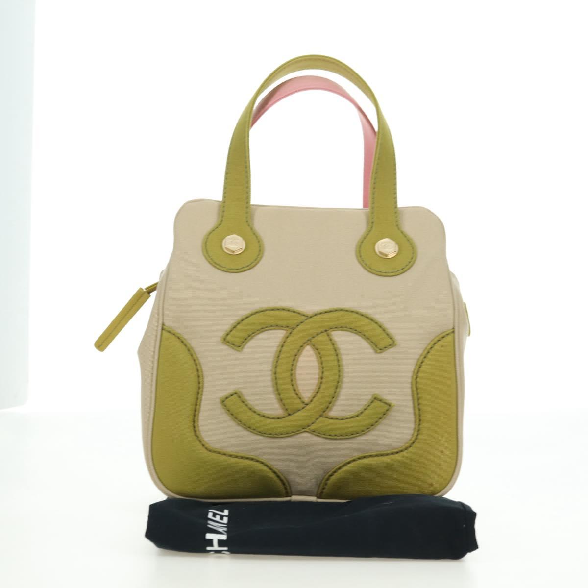 CHANEL Marshmallow Bag Tote Bag Canvas Beige Gold CC Auth 177697V