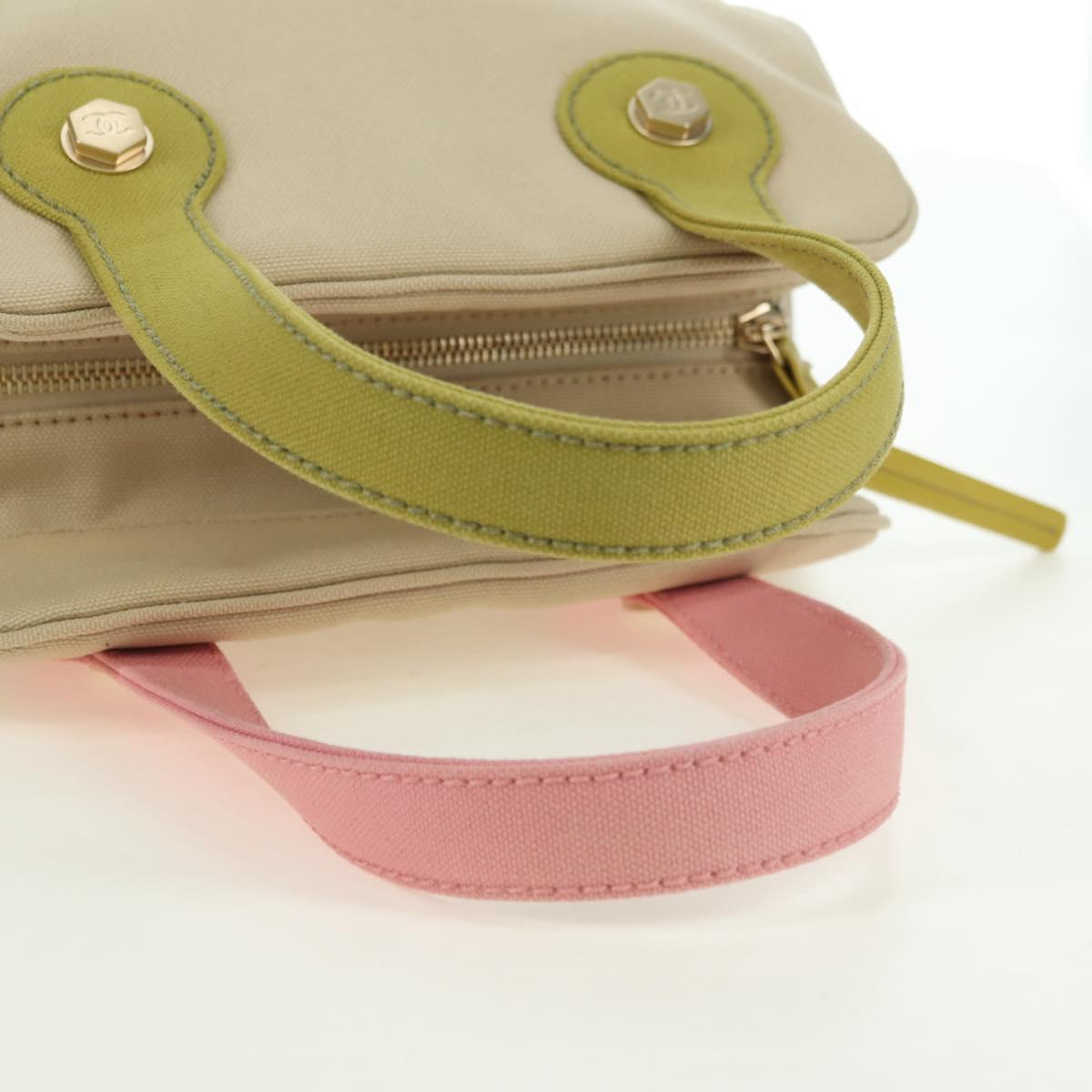 CHANEL Marshmallow Bag Tote Bag Canvas Beige Gold CC Auth 177697V
