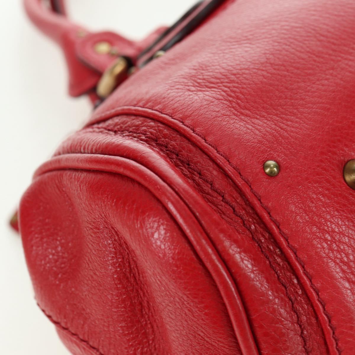 Chloe Paddington Hand Bag Leather Outlet Red Gold Silver Auth 177711SAV