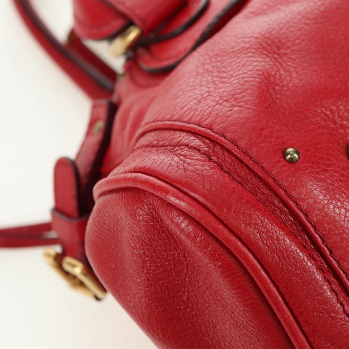Chloe Paddington Hand Bag Leather Outlet Red Gold Silver Auth 177711SAV