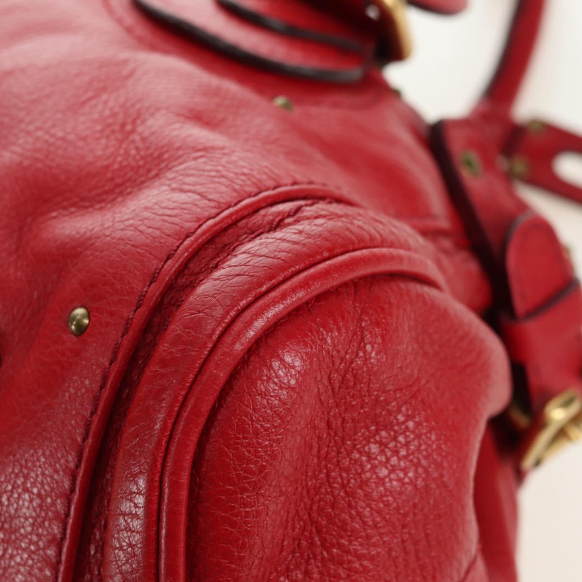 Chloe Paddington Hand Bag Leather Outlet Red Gold Silver Auth 177711SAV