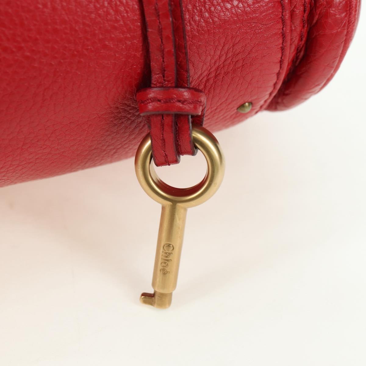 Chloe Paddington Hand Bag Leather Outlet Red Gold Silver Auth 177711SAV