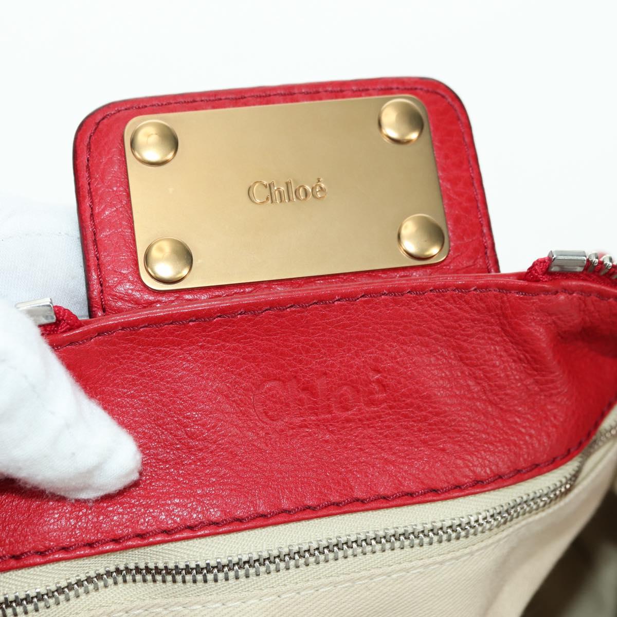 Chloe Paddington Hand Bag Leather Outlet Red Gold Silver Auth 177711SAV