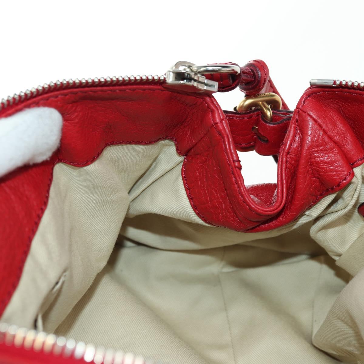 Chloe Paddington Hand Bag Leather Outlet Red Gold Silver Auth 177711SAV
