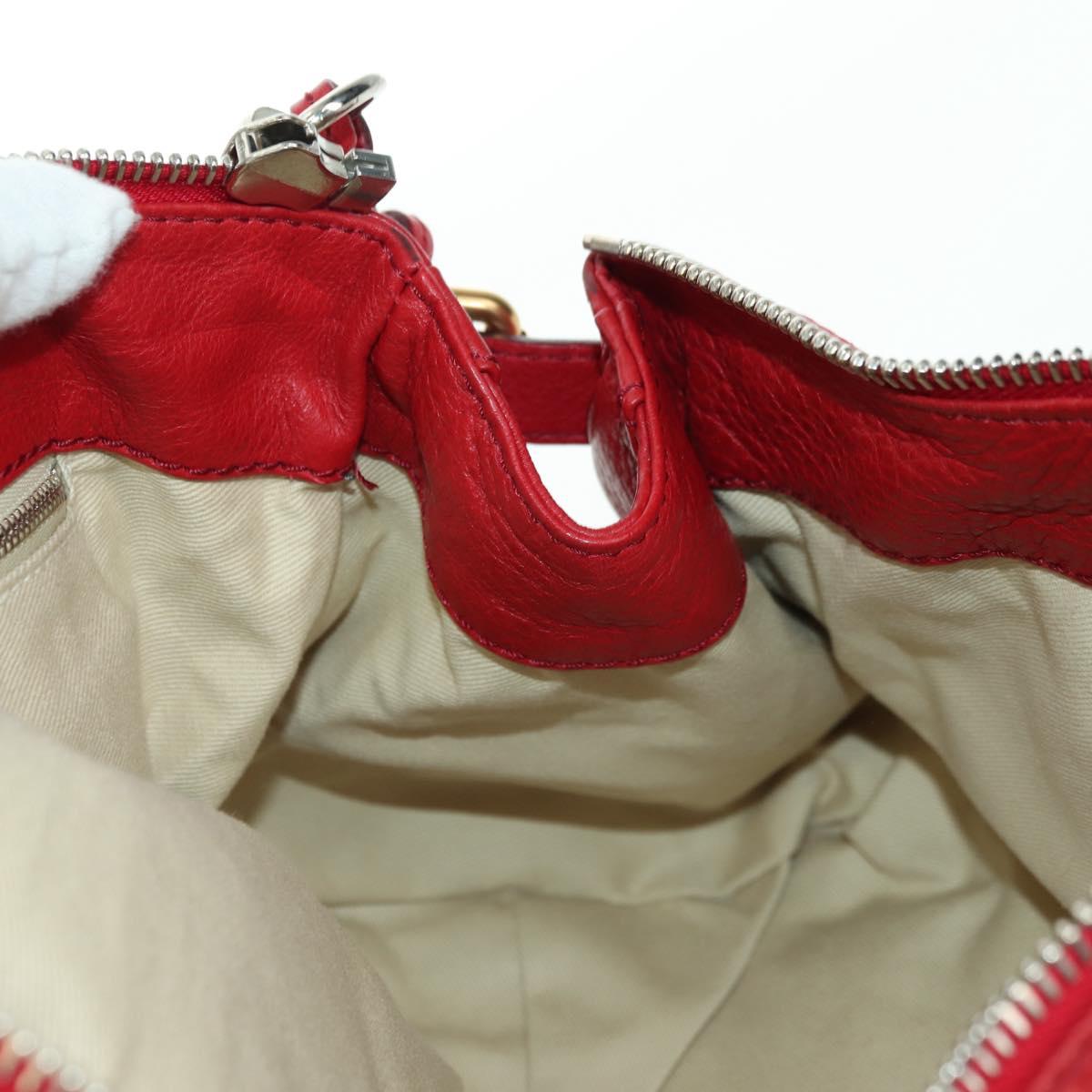 Chloe Paddington Hand Bag Leather Outlet Red Gold Silver Auth 177711SAV