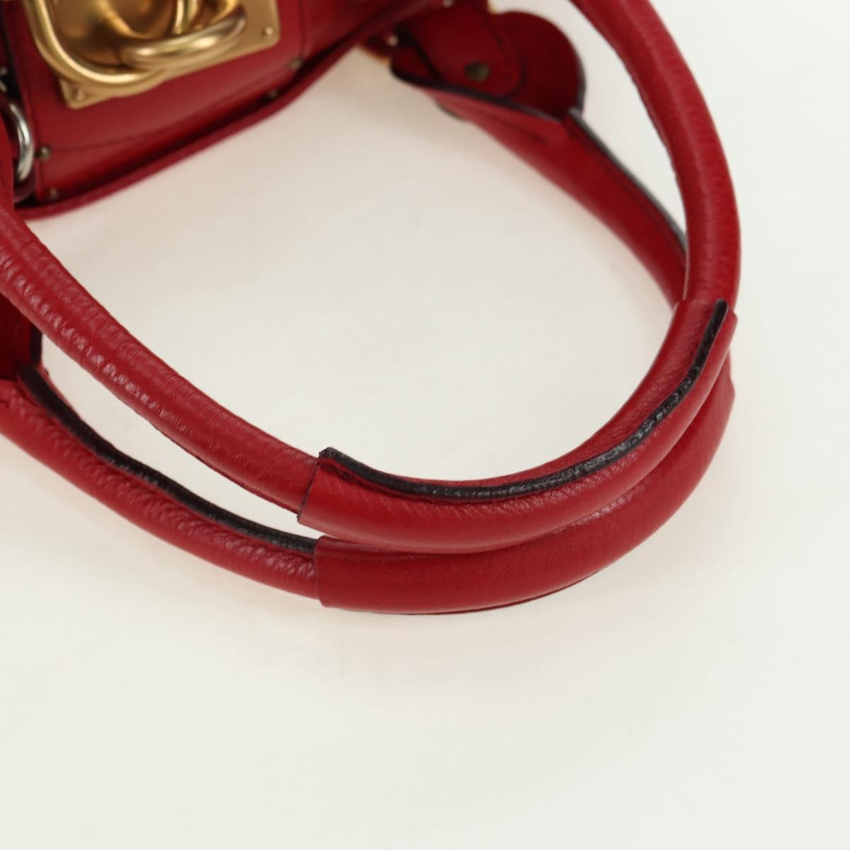 Chloe Paddington Hand Bag Leather Outlet Red Gold Silver Auth 177711SAV