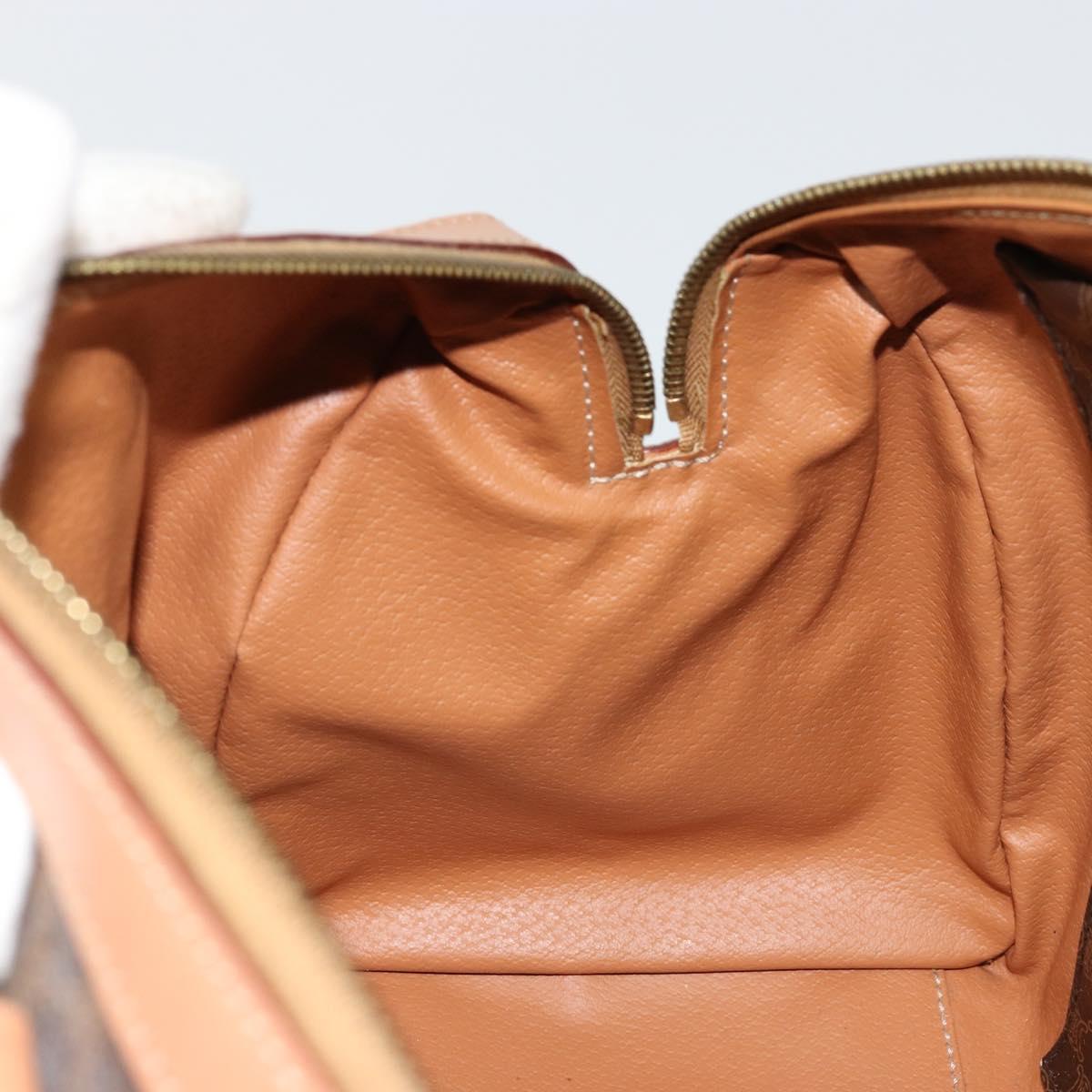 CELINE Macadam Canvas Boston Bag PVC Leather Brown Gold Auth 177712A