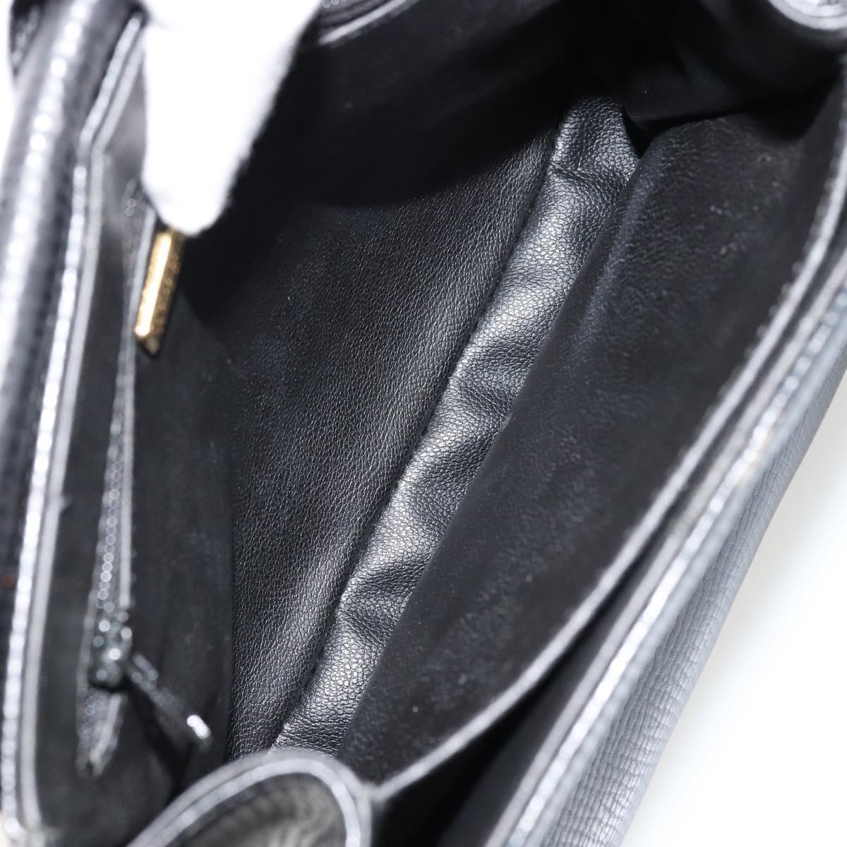 Christian Dior Hand Bag Leather Black Gold Auth 177713