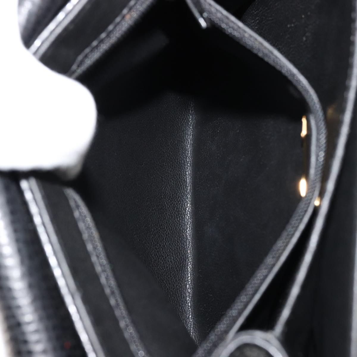 Christian Dior Hand Bag Leather Black Gold Auth 177713
