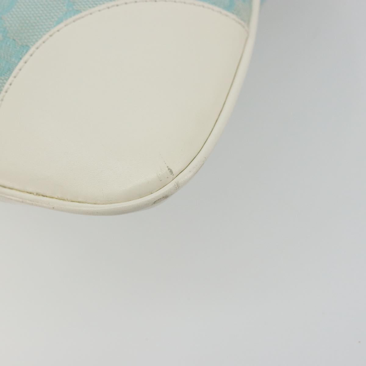 GUCCI GG Canvas Jackie Shoulder Bag Light Blue Gold 001 4057 Auth 177714