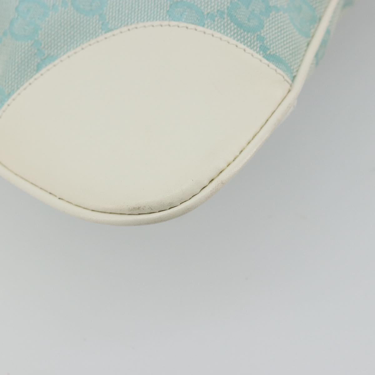 GUCCI GG Canvas Jackie Shoulder Bag Light Blue Gold 001 4057 Auth 177714
