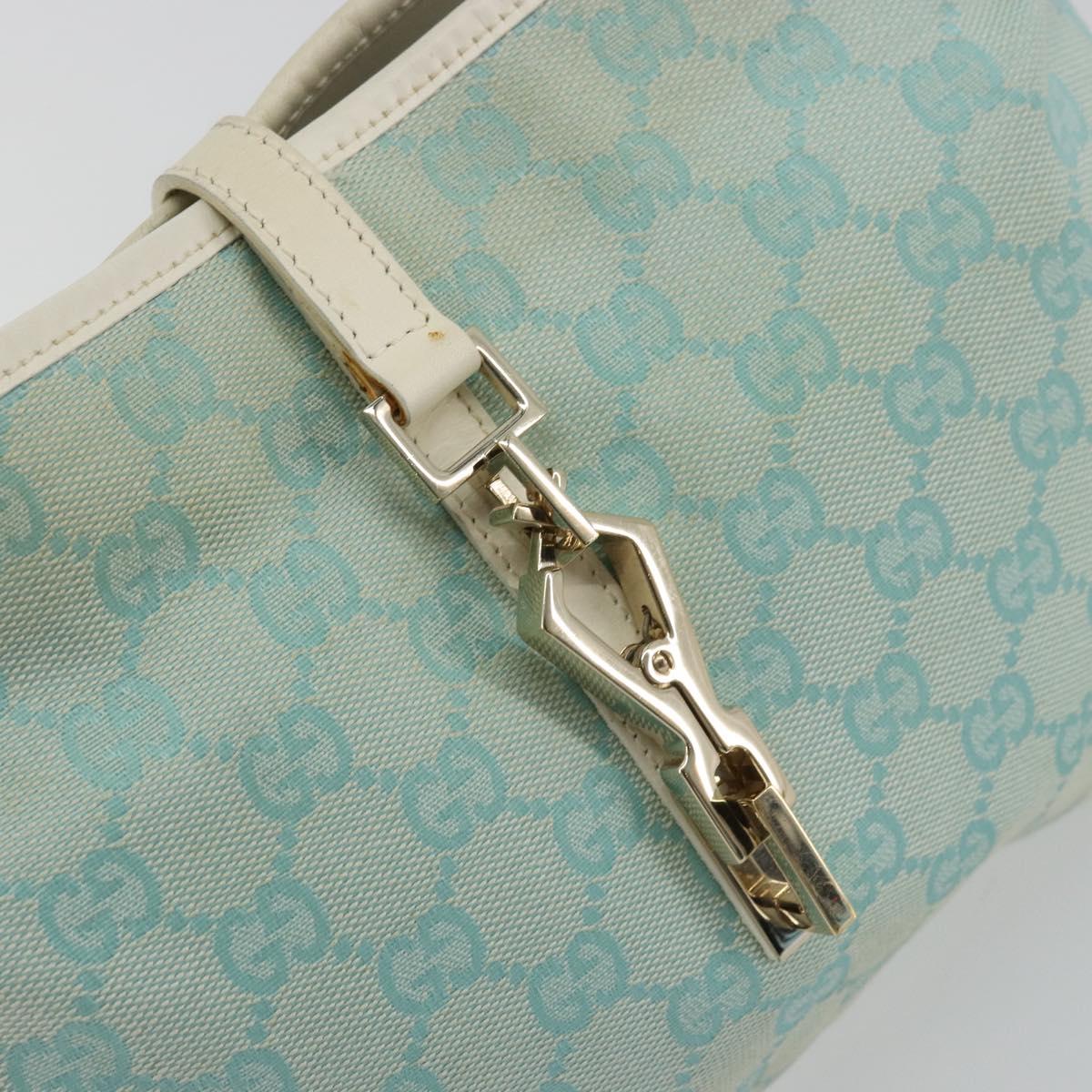 GUCCI GG Canvas Jackie Shoulder Bag Light Blue Gold 001 4057 Auth 177714