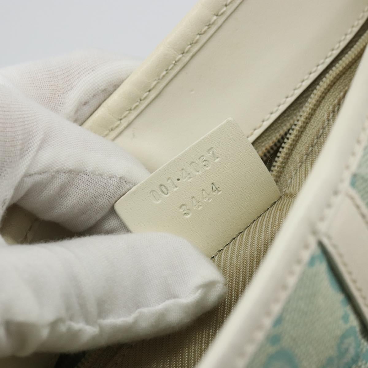 GUCCI GG Canvas Jackie Shoulder Bag Light Blue Gold 001 4057 Auth 177714