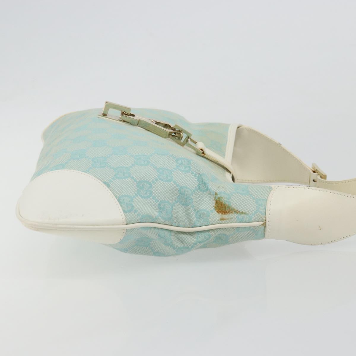 GUCCI GG Canvas Jackie Shoulder Bag Light Blue Gold 001 4057 Auth 177714
