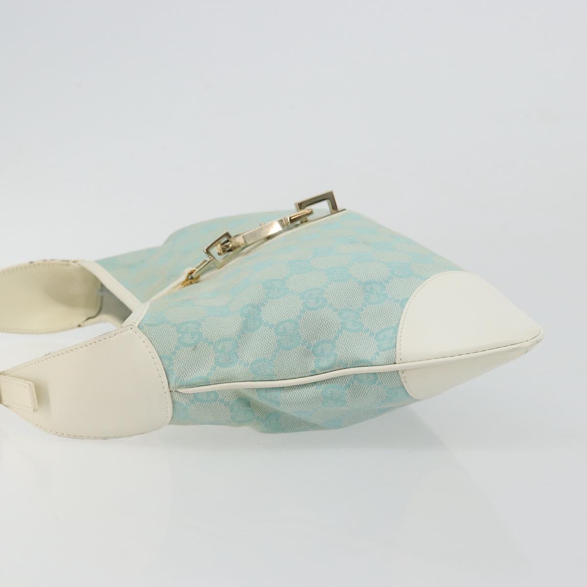 GUCCI GG Canvas Jackie Shoulder Bag Light Blue Gold 001 4057 Auth 177714
