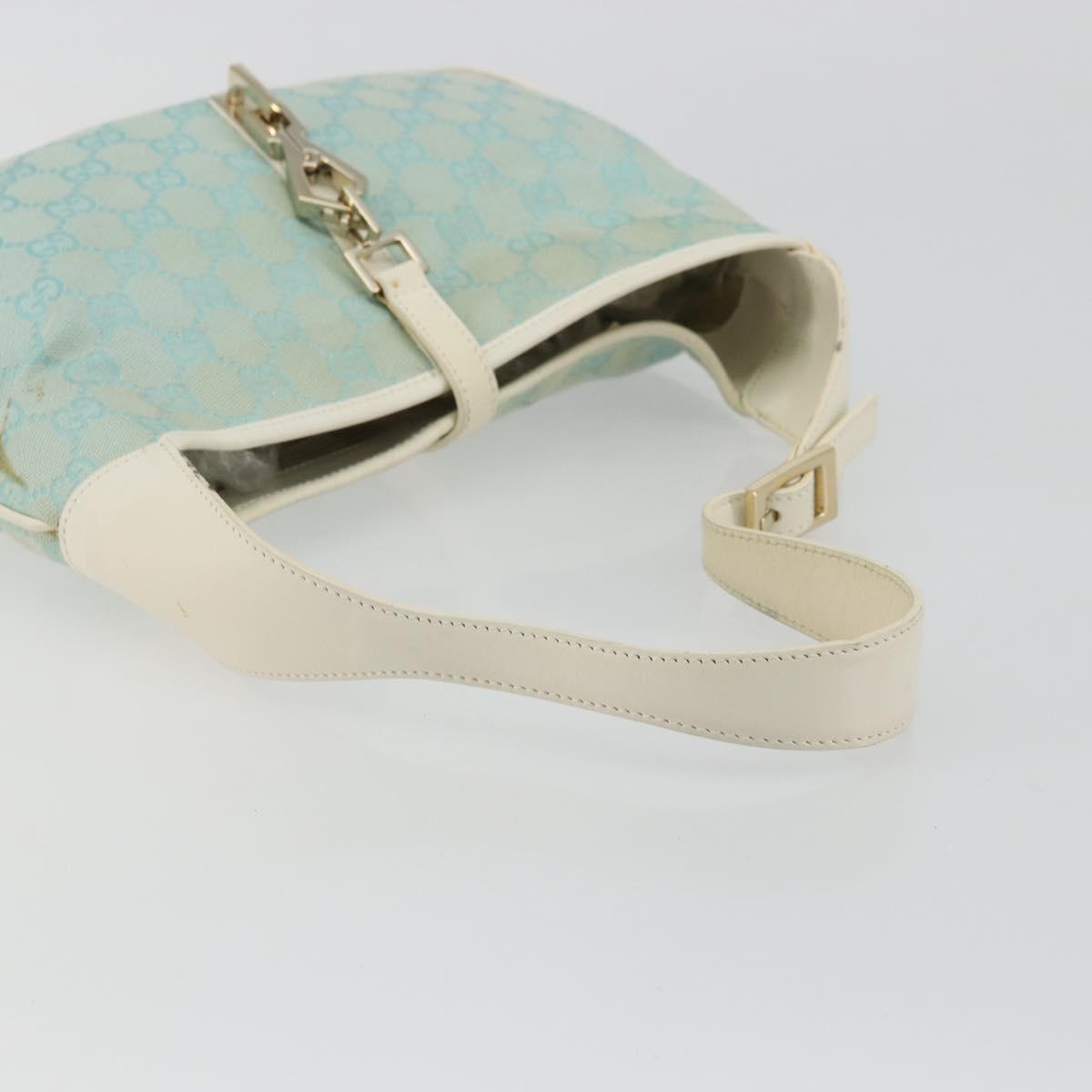GUCCI GG Canvas Jackie Shoulder Bag Light Blue Gold 001 4057 Auth 177714
