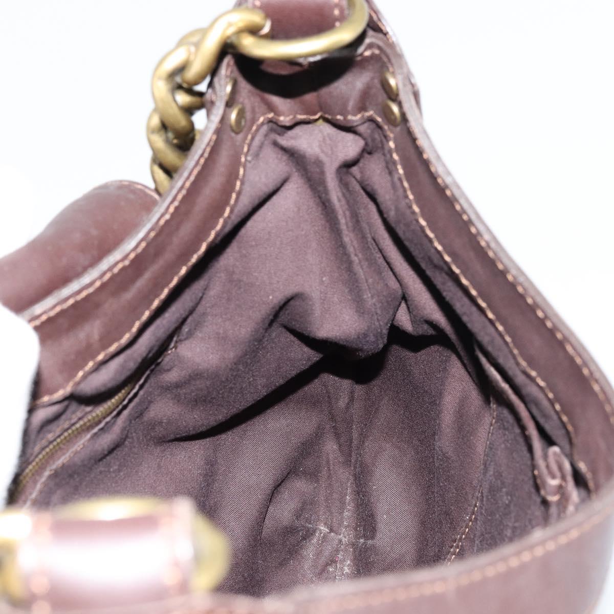 CELINE C Macadam Canvas Chain Shoulder Bag Suede Brown Gold Auth 177715A