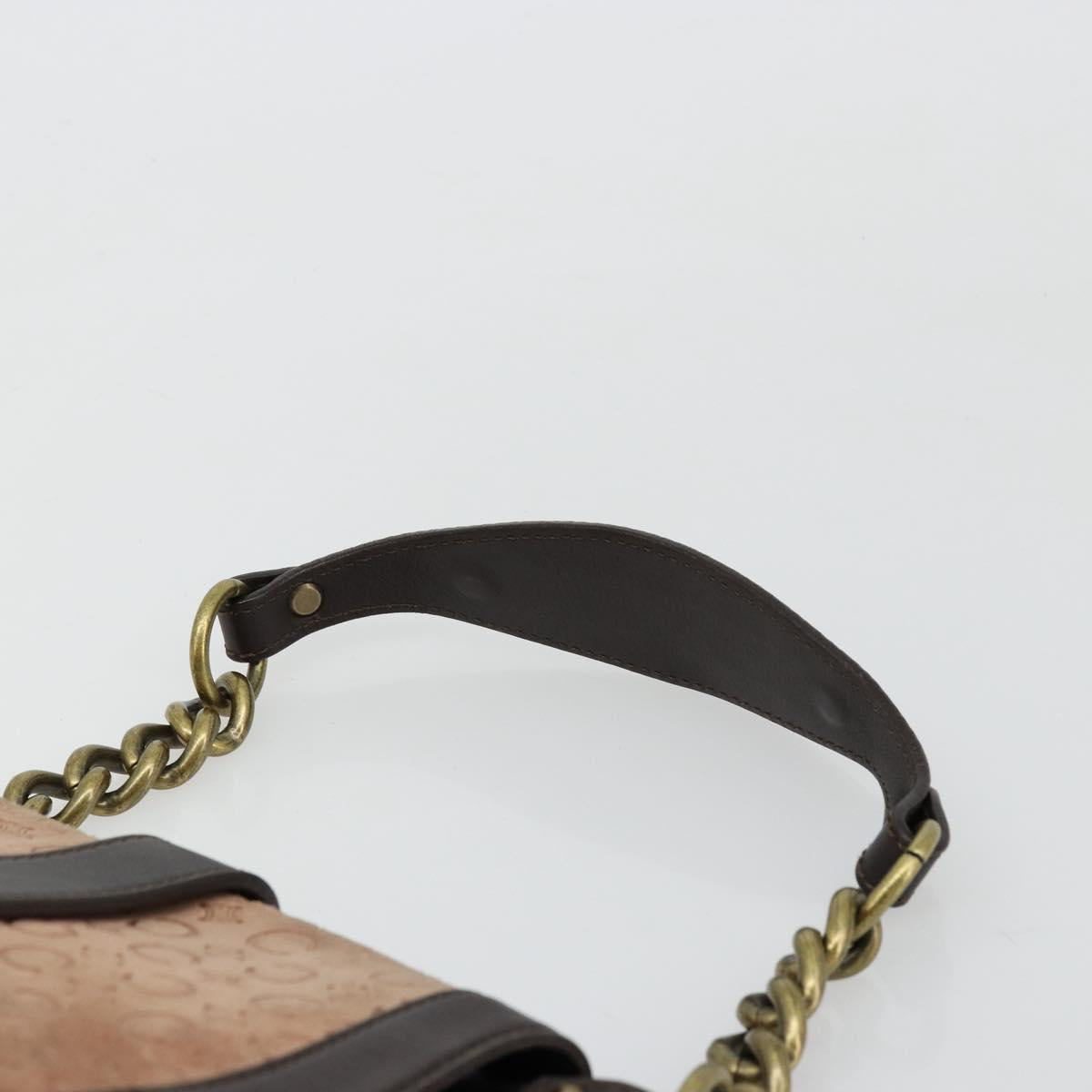 CELINE C Macadam Canvas Chain Shoulder Bag Suede Brown Gold Auth 177715A