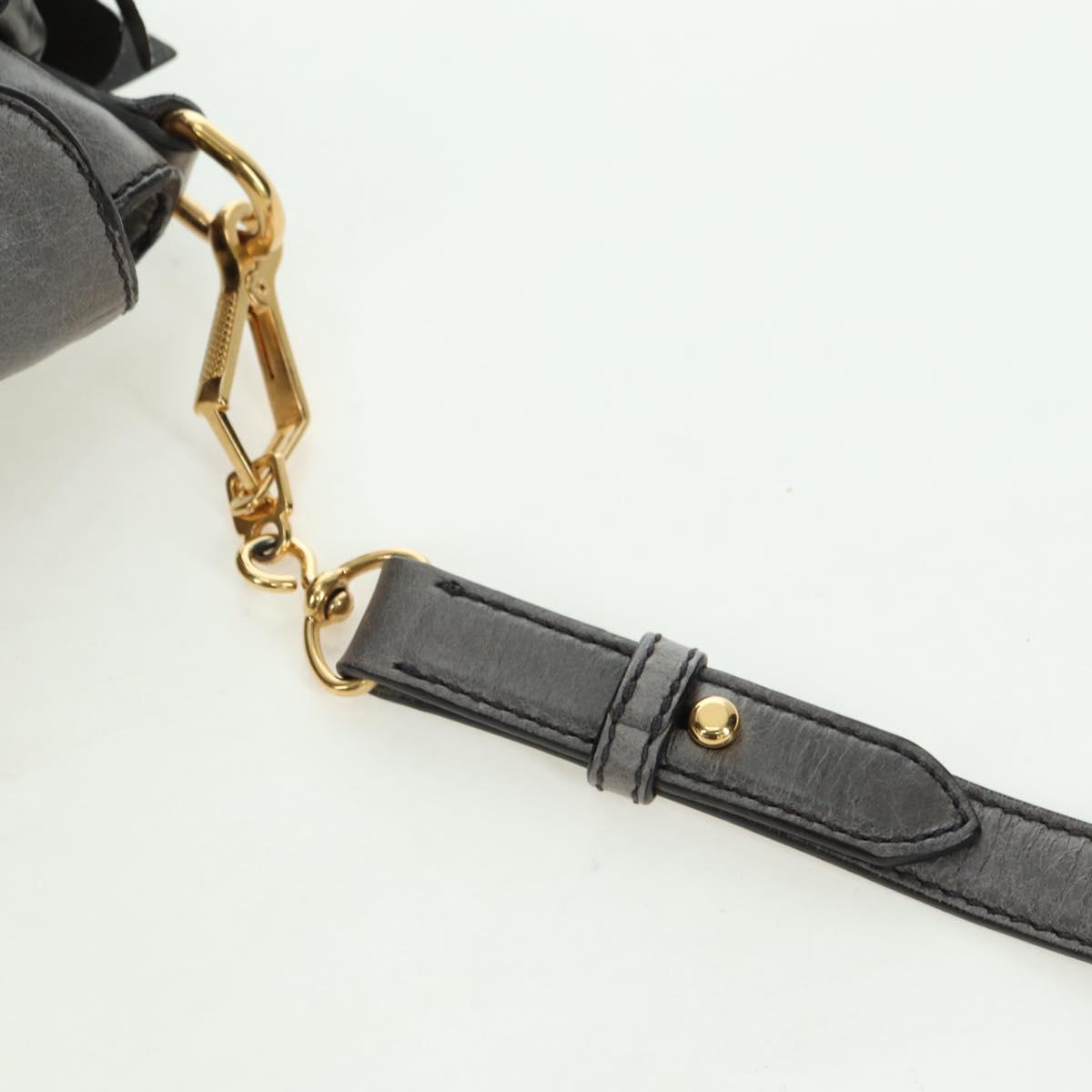 Miu Miu Hand Bag Leather 2way Gray Gold Auth 177717SAM