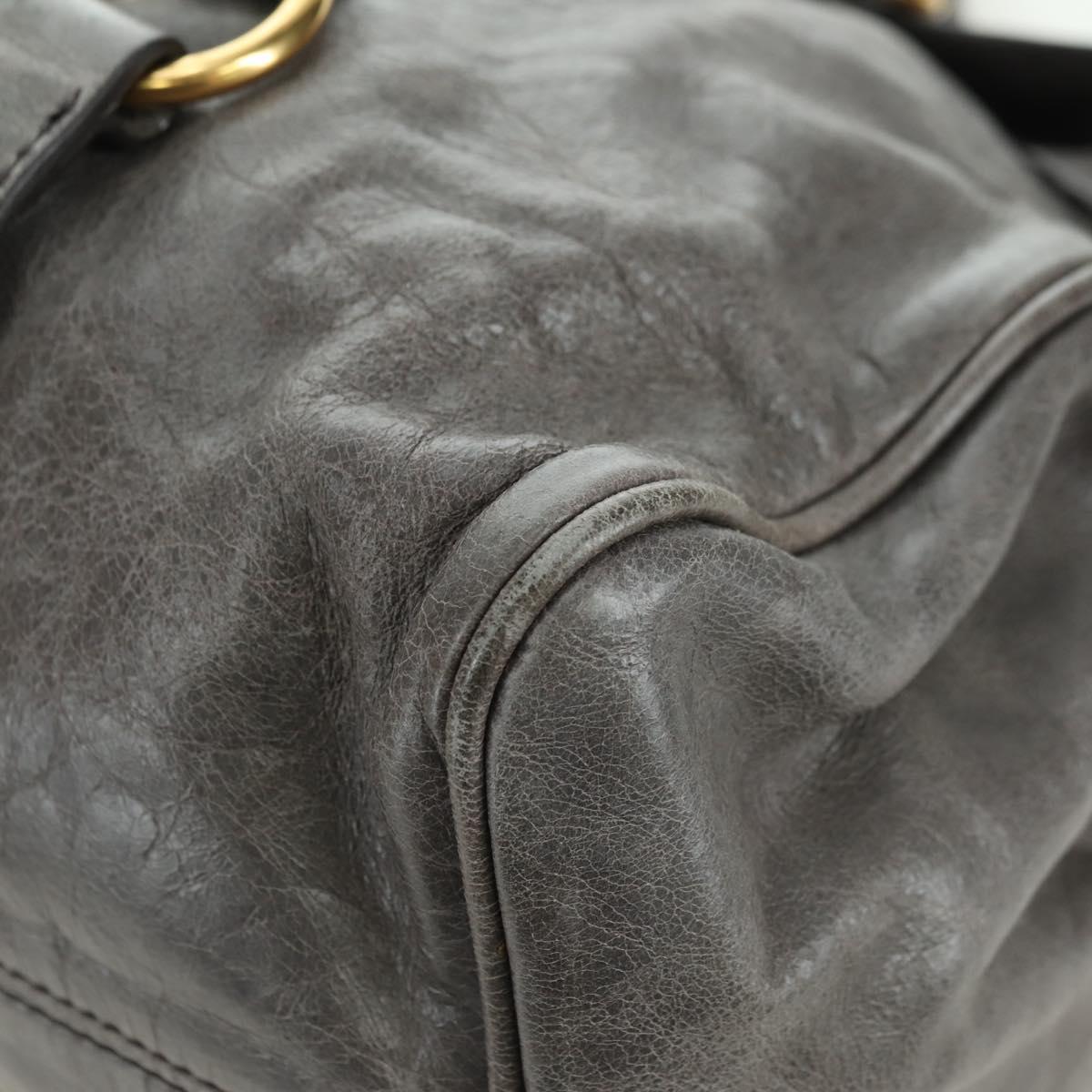 Miu Miu Hand Bag Leather 2way Gray Gold Auth 177717SAM