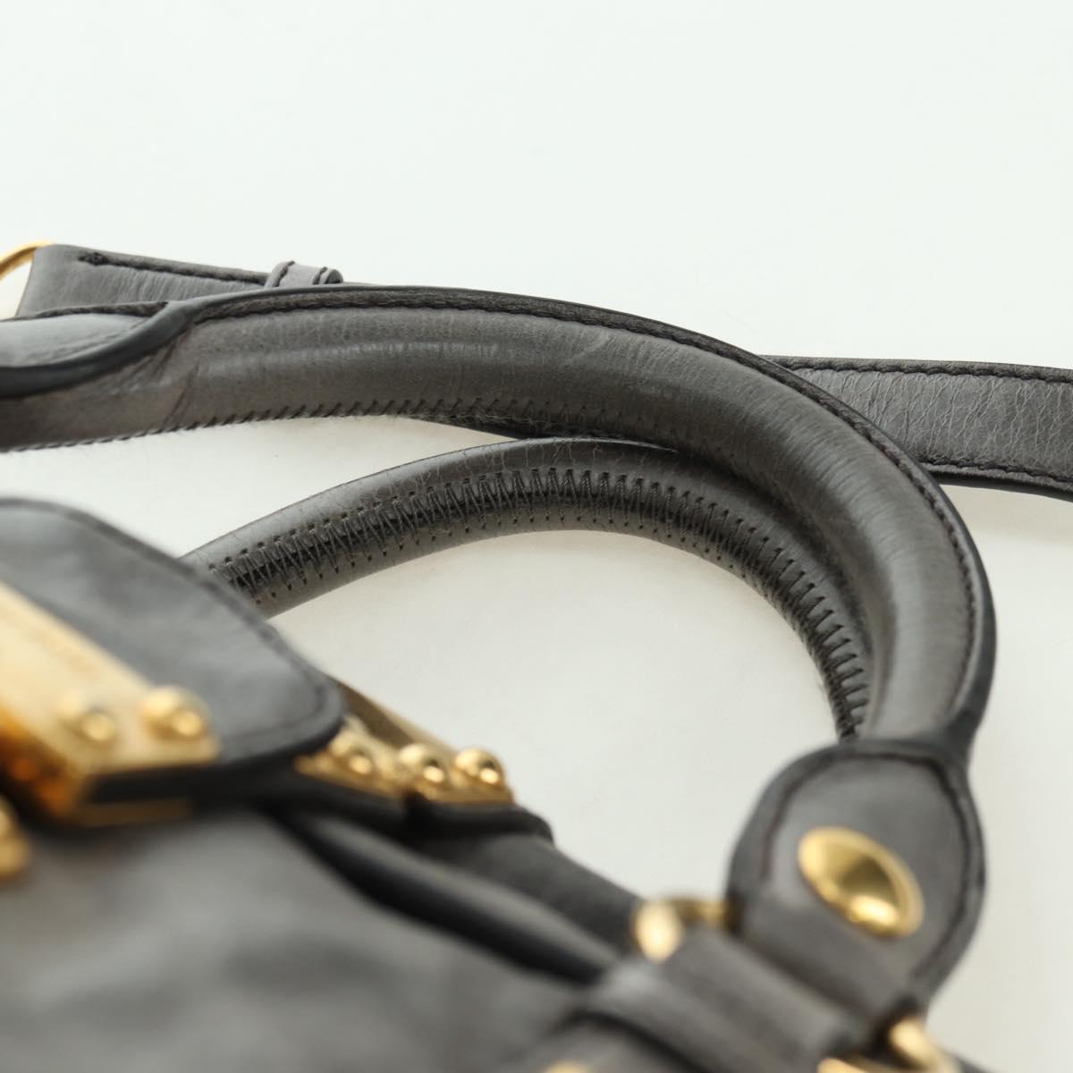 Miu Miu Hand Bag Leather 2way Gray Gold Auth 177717SAM