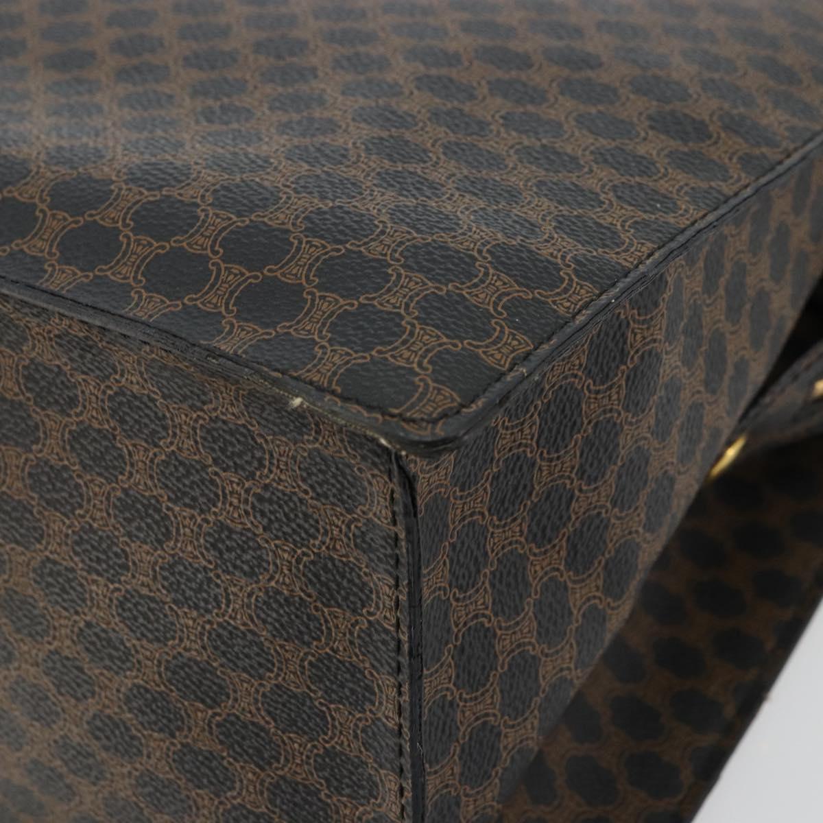 CELINE Macadam Canvas Hand Bag PVC Leather Black Gold Auth 177722