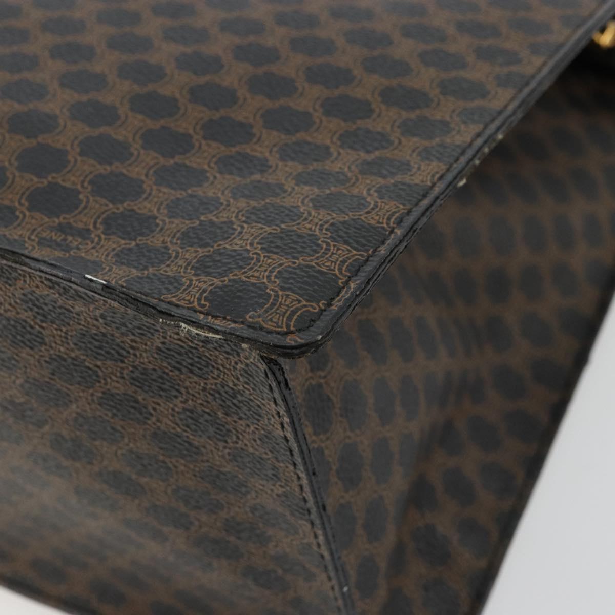 CELINE Macadam Canvas Hand Bag PVC Leather Black Gold Auth 177722