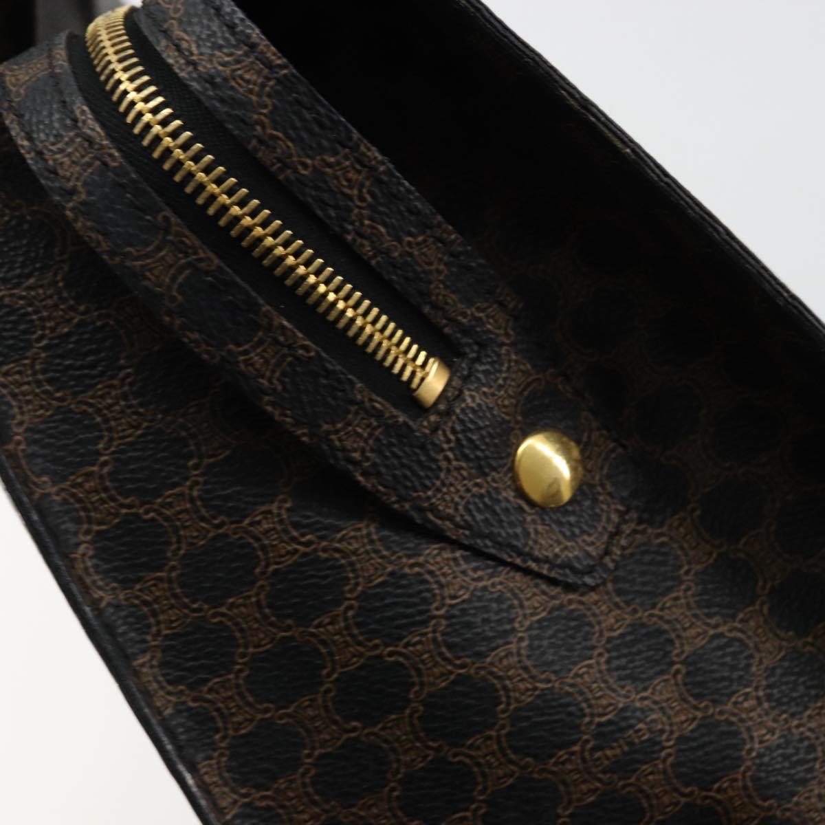CELINE Macadam Canvas Hand Bag PVC Leather Black Gold Auth 177722