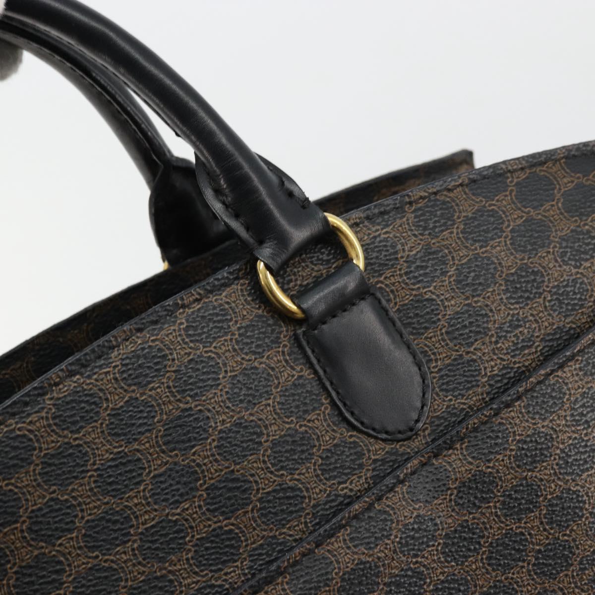 CELINE Macadam Canvas Hand Bag PVC Leather Black Gold Auth 177722