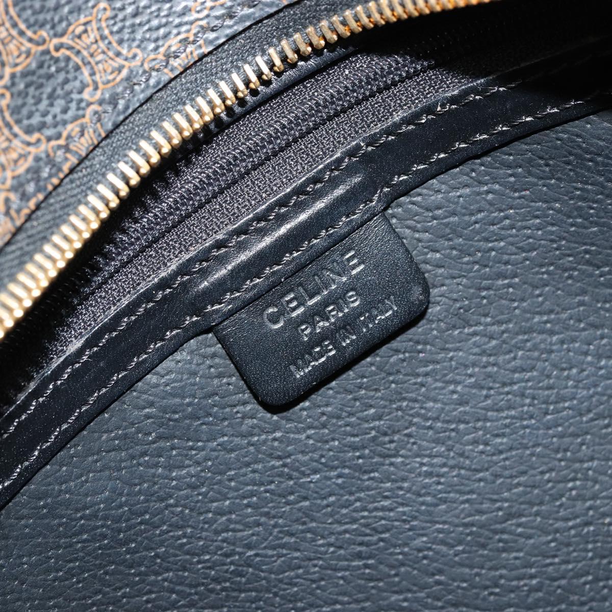 CELINE Macadam Canvas Hand Bag PVC Leather Black Gold Auth 177722