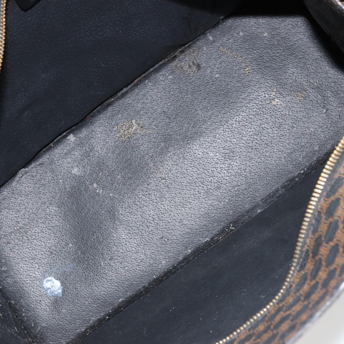 CELINE Macadam Canvas Hand Bag PVC Leather Black Gold Auth 177722