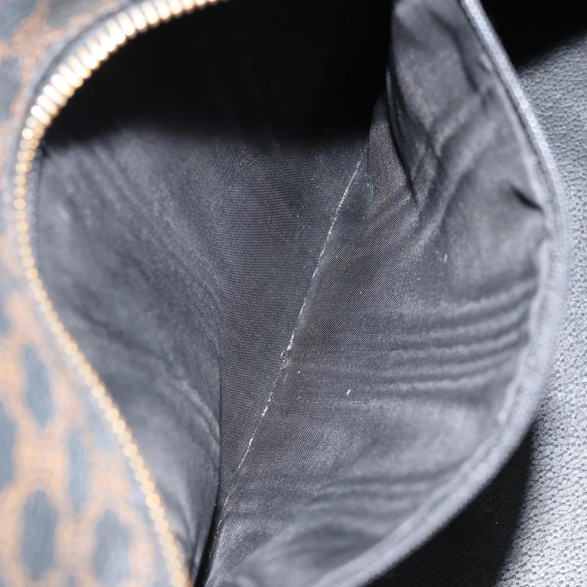 CELINE Macadam Canvas Hand Bag PVC Leather Black Gold Auth 177722