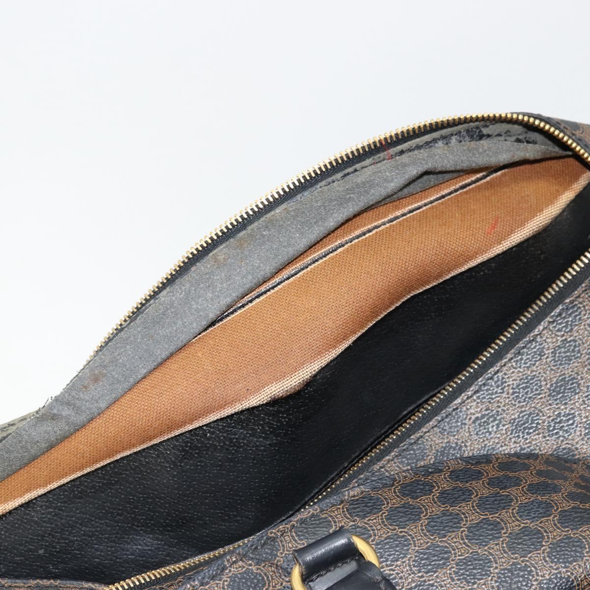 CELINE Macadam Canvas Hand Bag PVC Leather Black Gold Auth 177722