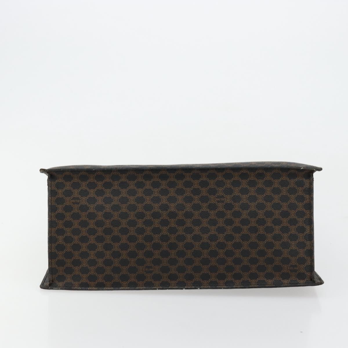 CELINE Macadam Canvas Hand Bag PVC Leather Black Gold Auth 177722
