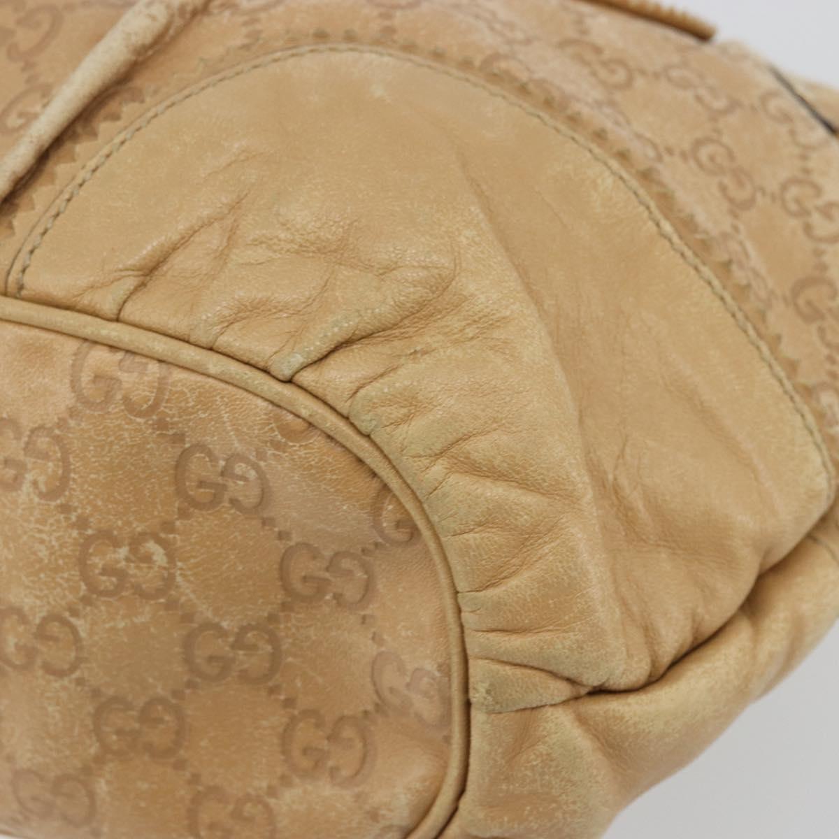 GUCCI GG Canvas Guccissima Tote Bag Leather Beige Gold 211955 Auth 177726