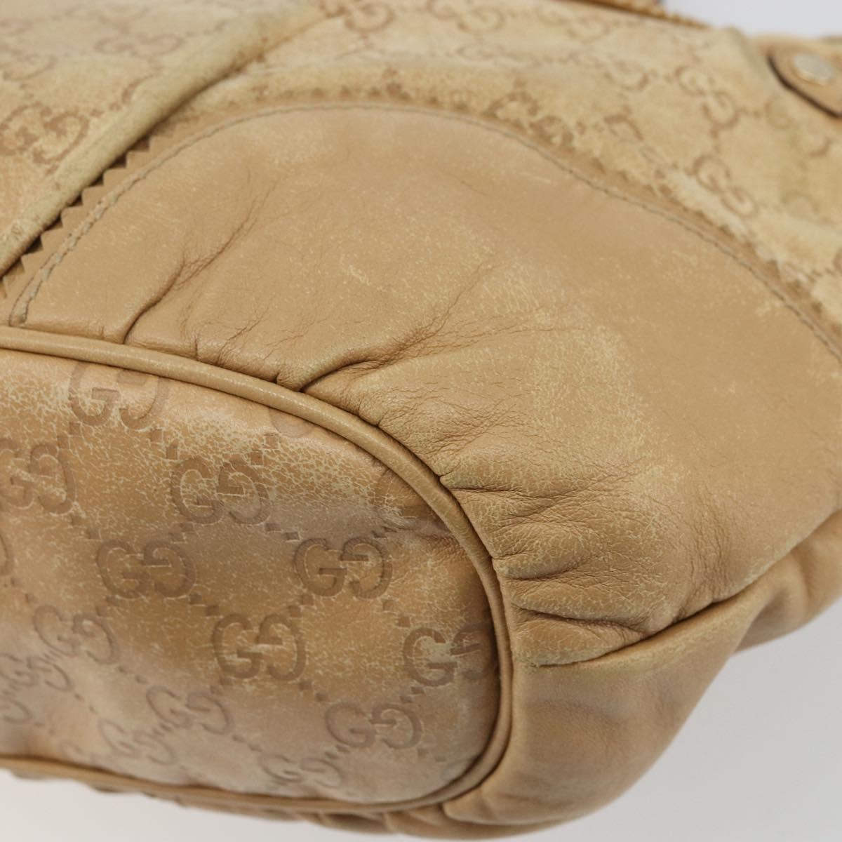 GUCCI GG Canvas Guccissima Tote Bag Leather Beige Gold 211955 Auth 177726