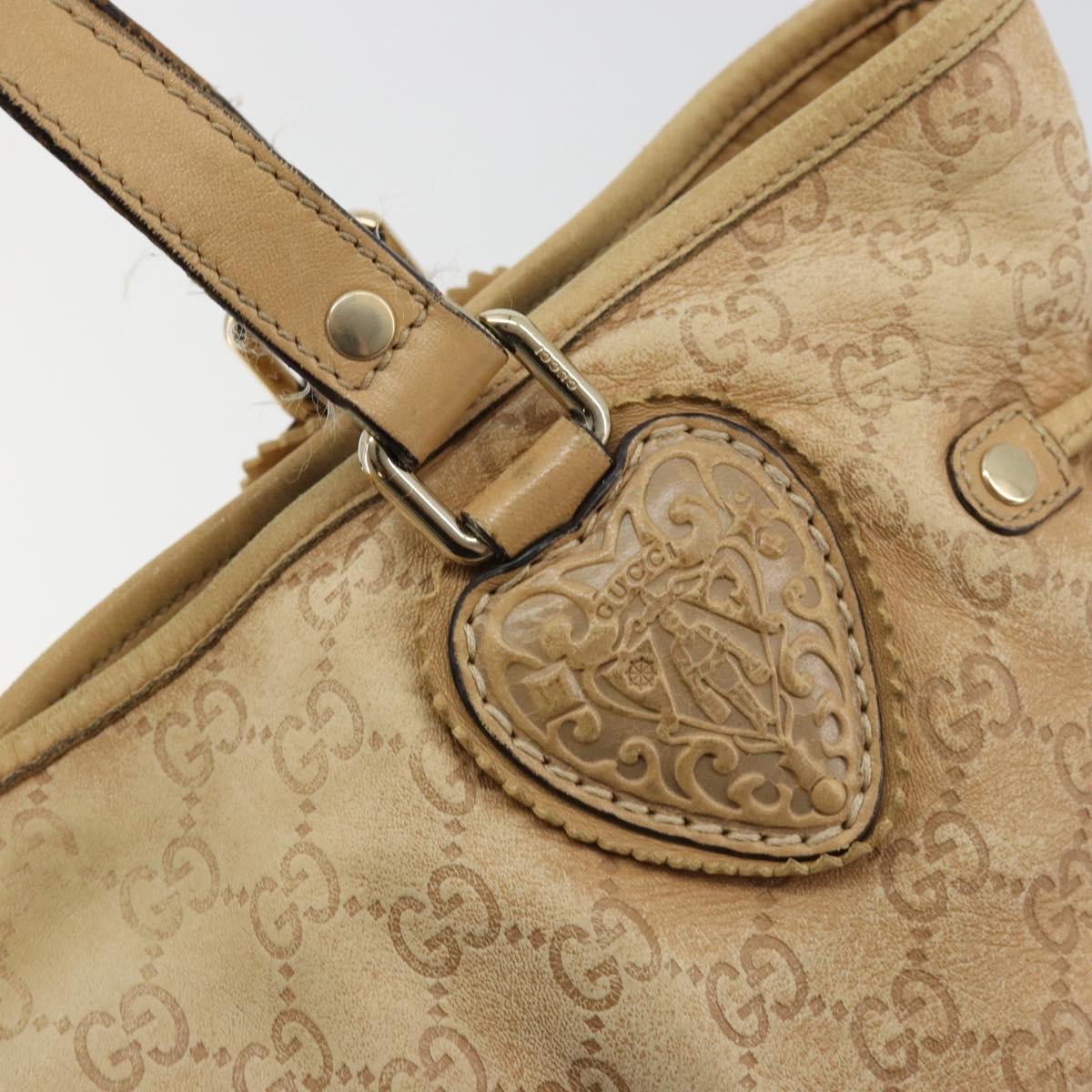GUCCI GG Canvas Guccissima Tote Bag Leather Beige Gold 211955 Auth 177726