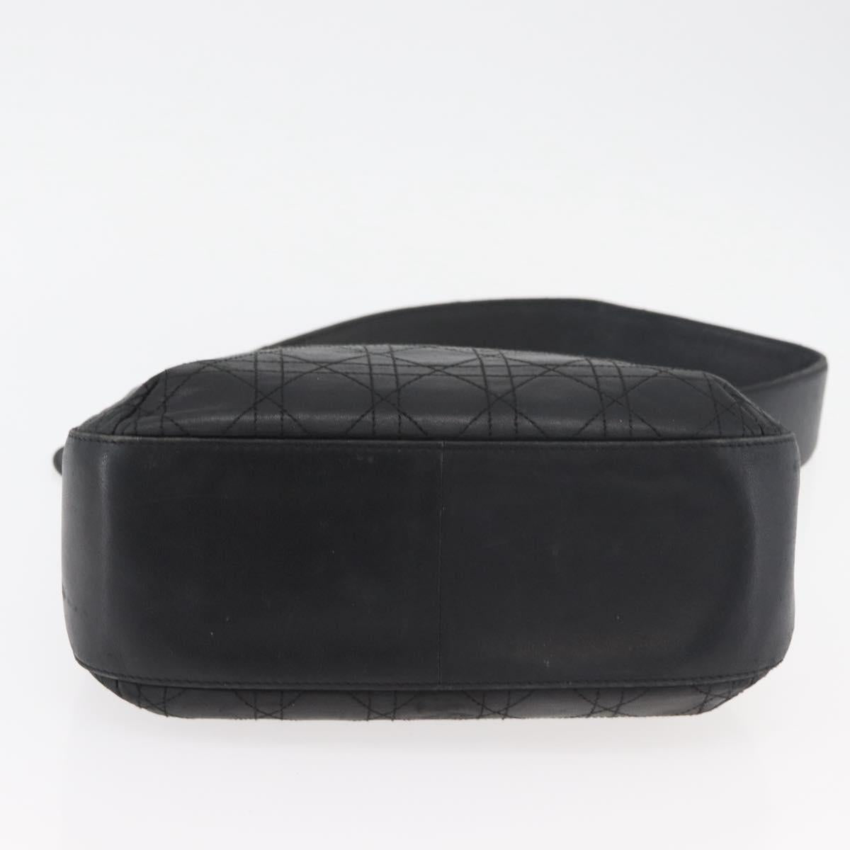 Christian Dior Canage Shoulder Bag Lamb Skin Black Gold Auth 177727