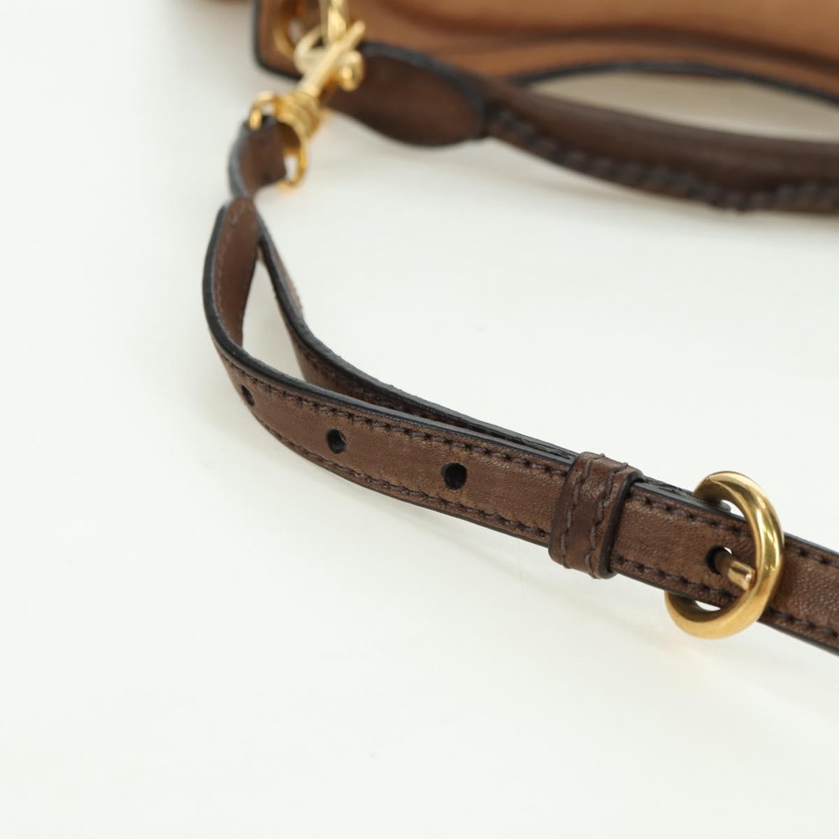 Miu Miu Shoulder Bag Leather Brown Gold Auth 177730A