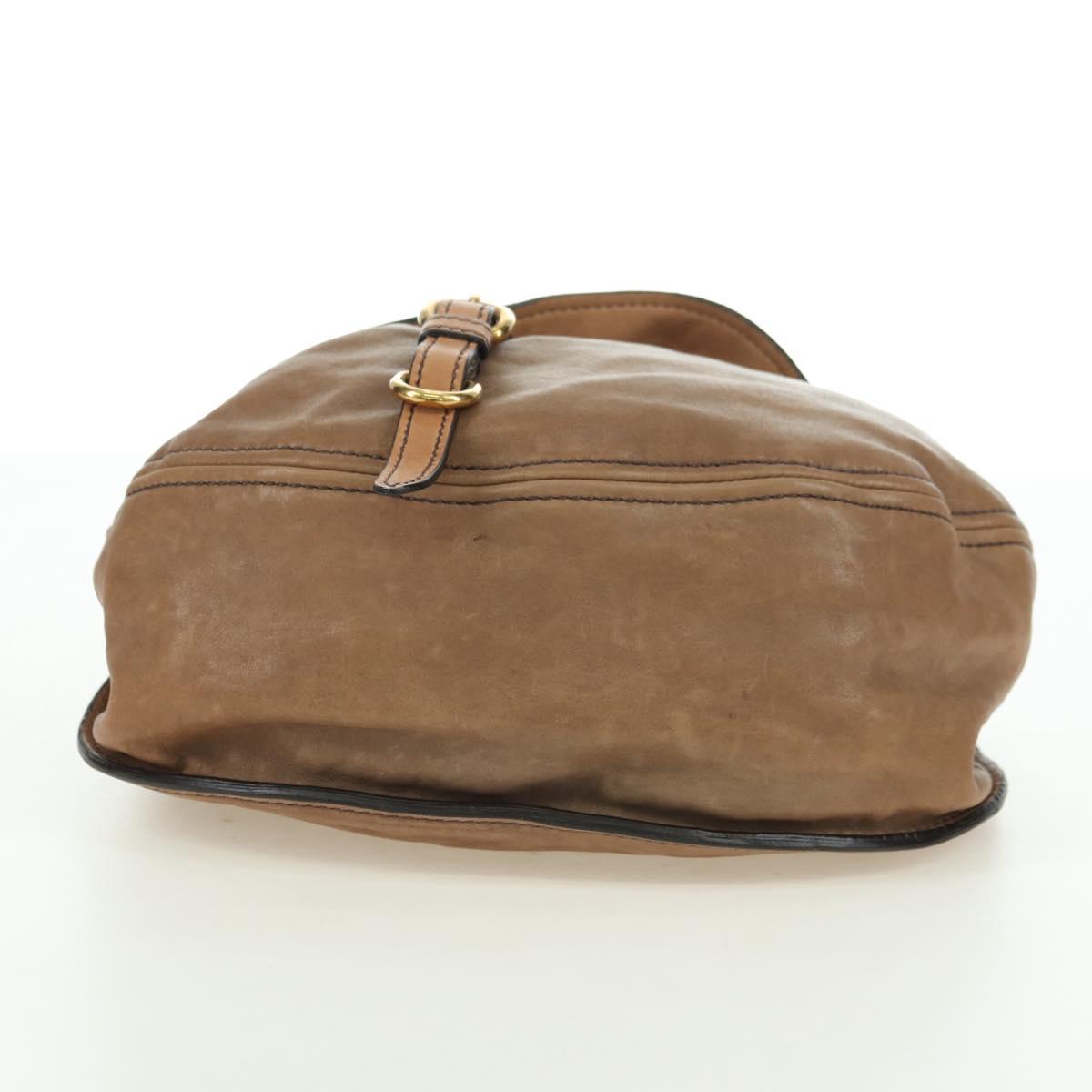 Miu Miu Shoulder Bag Leather Brown Gold Auth 177730A