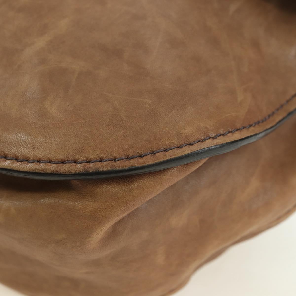 Miu Miu Shoulder Bag Leather Brown Gold Auth 177730A